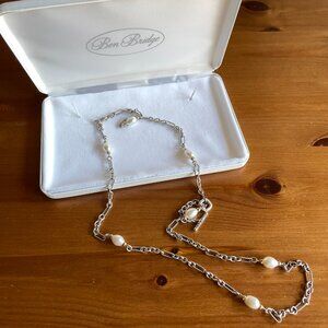 VTG David Yurman Figaro Chain Silver and Gold Pearl Necklace - 36 inches